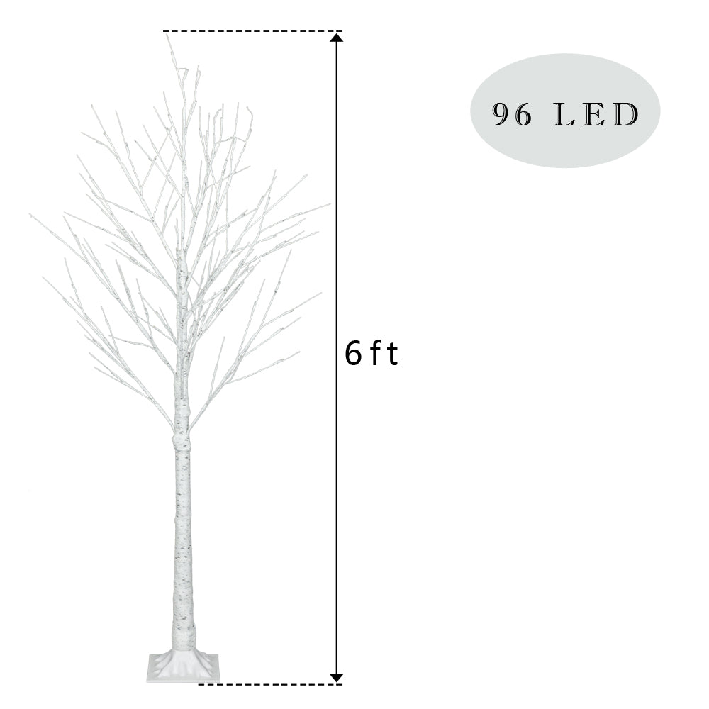 Outdoor 4ft, 6ft, 8ft Birch Christmas Twig Tree Pre Lit Ice Warm White Multi LED — 6ft / 180cm — product view