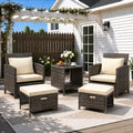 5 Piece Rattan Garden Furniture Patio Sofa Chairs Table Outdoor Conservatory Set — Mixed Grey+ Beige Cushions — product view