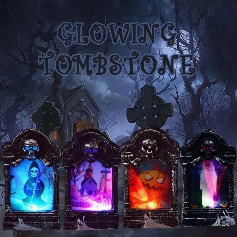 4x Halloween Light Up Tombstone Horror LED Game Props Outdoor Garden Party Decor — main product view