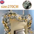 9Ft Christmas LED Pre Lit Garland Snow Flocked Artificial Wreath Xmas Decora — alternate product view 2