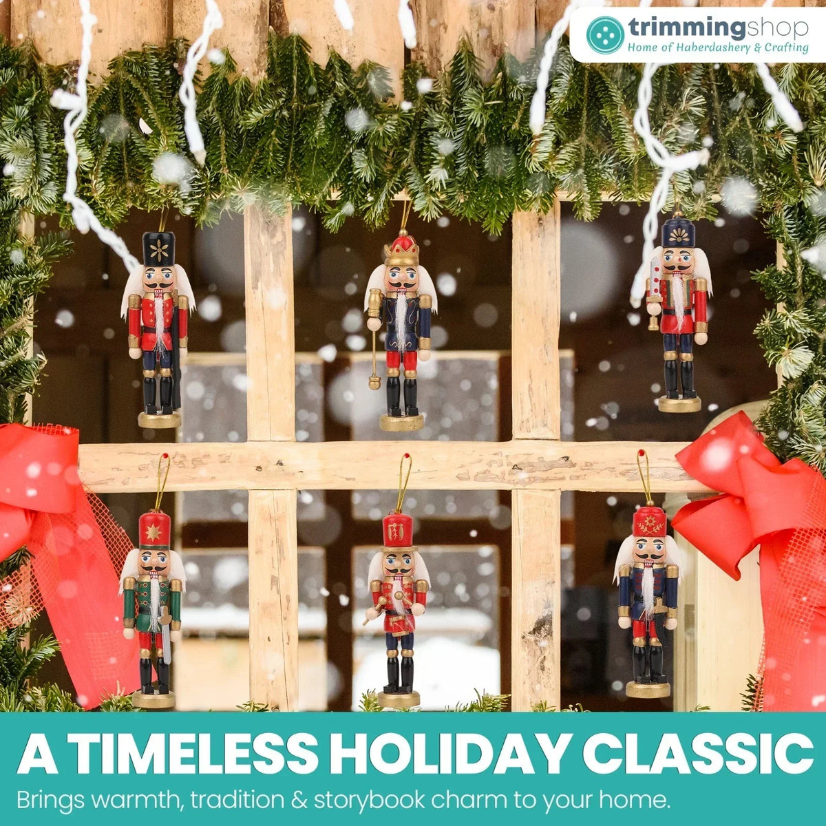 6 Pcs Nutcracker Soldiers Wooden Christmas Tree Decorations Xmas Hanging Decor — alternate product view 5