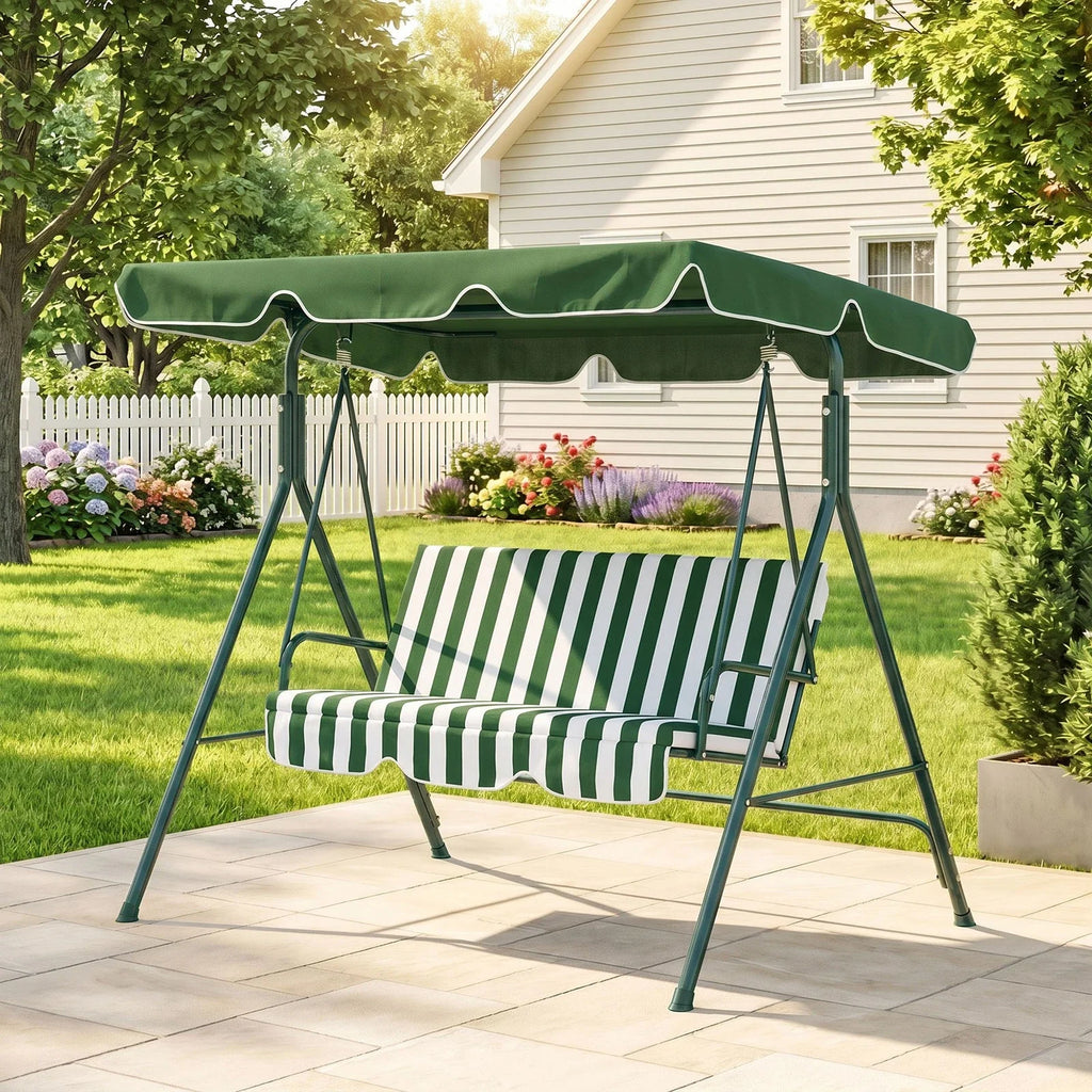 3-Seat Swing Chair Garden Swing Seat with Adjustable Canopy for Patio Green — alternate product view 8