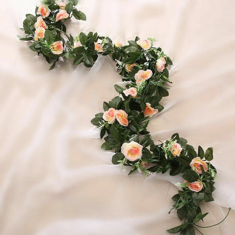 2.5m Artificial Flower Silk Rose Leaf Garland Vine Ivy Home Wedding Garden — alternate product view 6