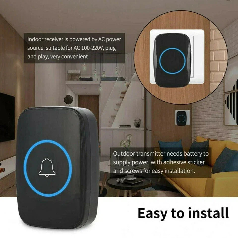 Wireless Doorbell Waterproof Range Door Bells Kit Cordless Plug-in Home Office — alternate product view 11
