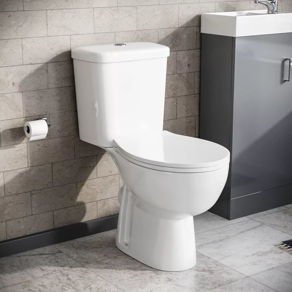 Nes Home Close Coupled Toilet Bathroom WC Pan, Toilet Seat & Cistern — alternate product view 2
