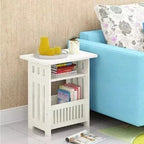 White Small Bedside Table Nightstand Tea Coffee Table Nightstand Storage Shelf — alternate product view 8