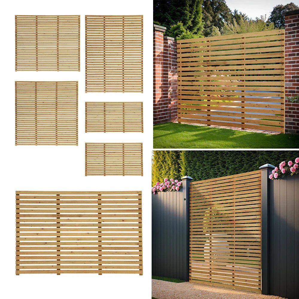 6ft Contemporary Slatted Rough Sawn Treated Fence Panel — alternate product view 9