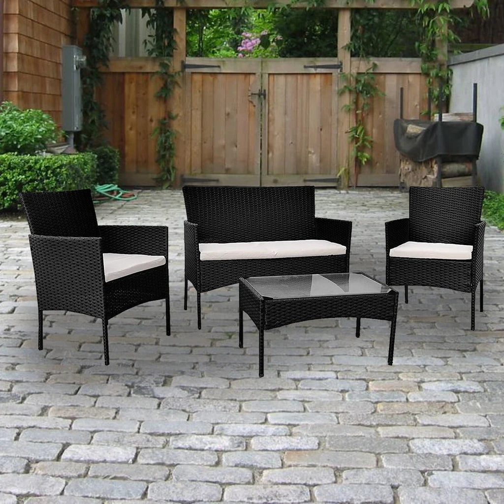 Outdoor Rattan Garden Furniture Sofa Set Patio Wicker Chairs Table 4Pieces — alternate product view 5