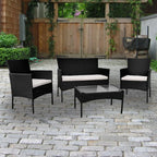 Outdoor Rattan Garden Furniture Sofa Set Patio Wicker Chairs Table 4Pieces — alternate product view 5