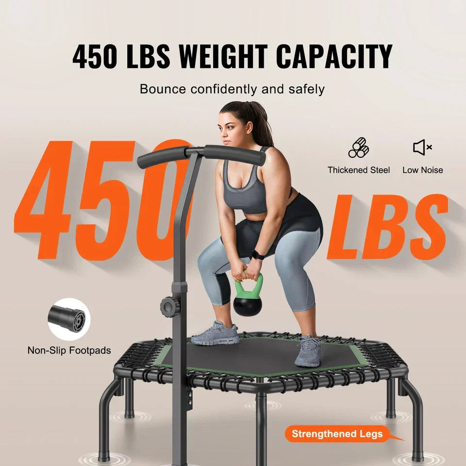 54.5" Mini Fitness Trampoline Adults Indoor Exercise Rebounder with Handle — alternate product view 2