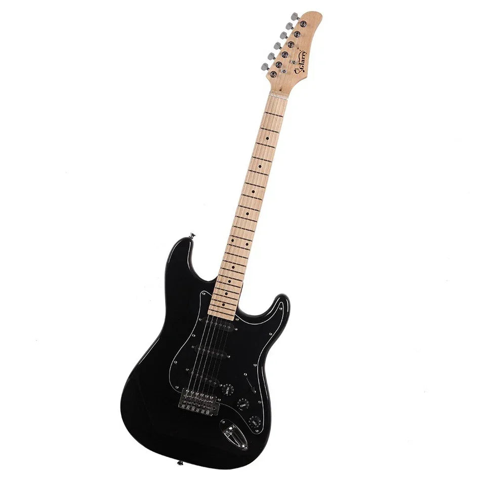 Glarry GST Electric Guitar W/ Pickguard 3 Single Pickup Bag Strap Wire Plectrum — on a clean white background