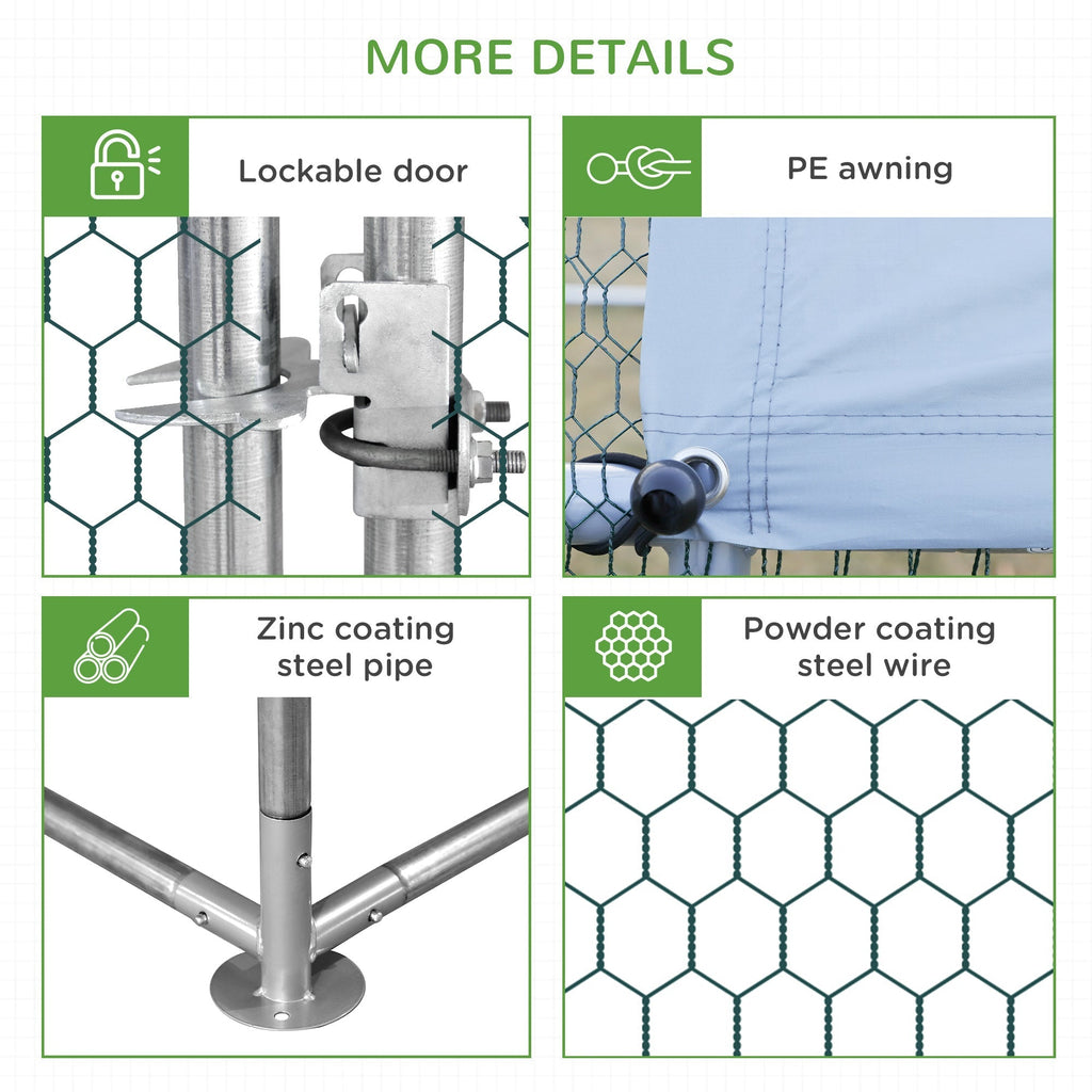Walk In Chicken Run Galvanized Chicken Coop Hen House w/ Water-Resist Cover — alternate product view 26
