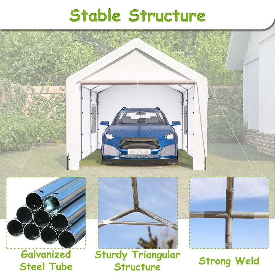 Carport 10x20ft Car Canopy Garage UV-Proof Waterproof SUV Boat Heavy Duty White — alternate product view 6
