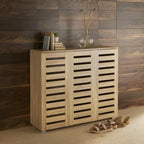 Oslo 3 Door Oak Wooden Shoe Storage Cabinet Rack — main product view