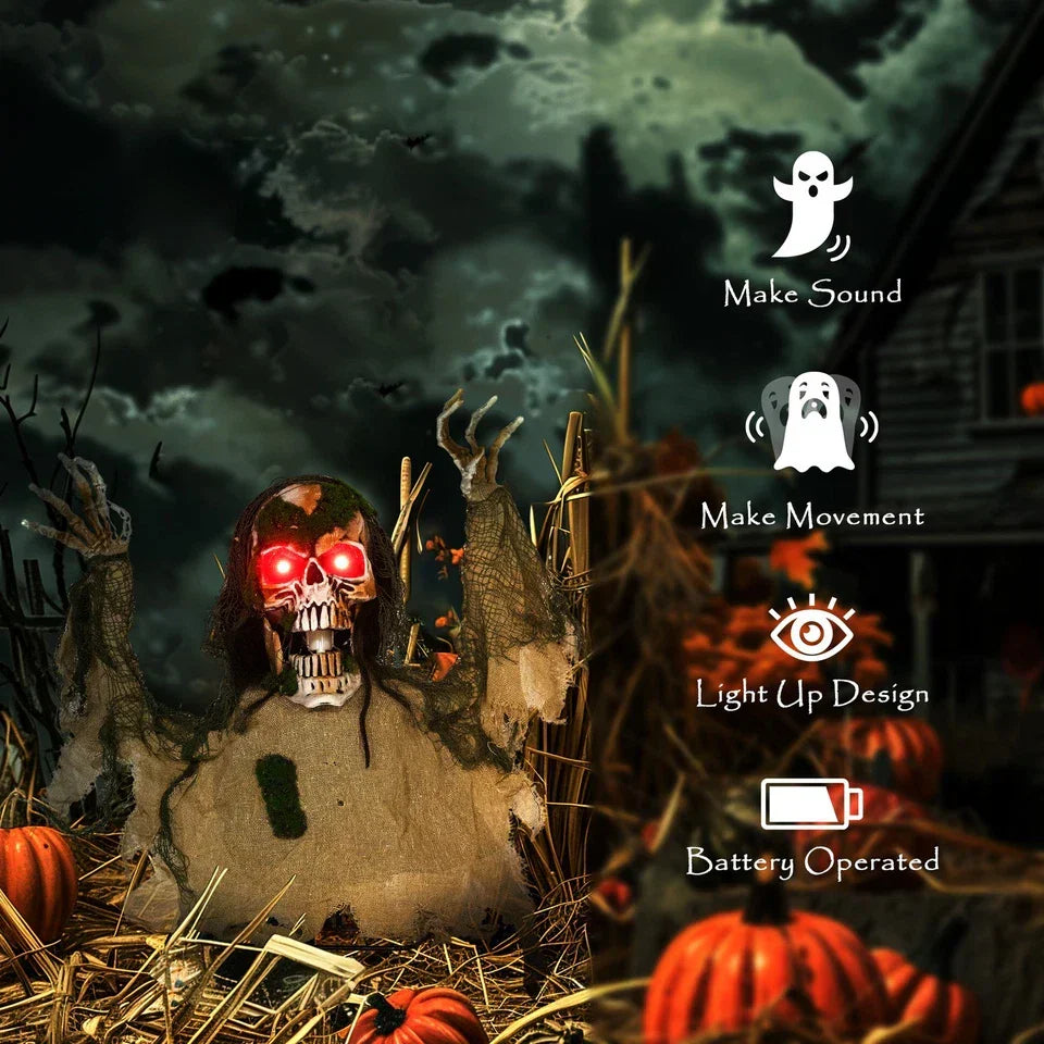 Halloween Animated Skeleton with Glowing LED Eyes, Scary Halloween — alternate product view 4