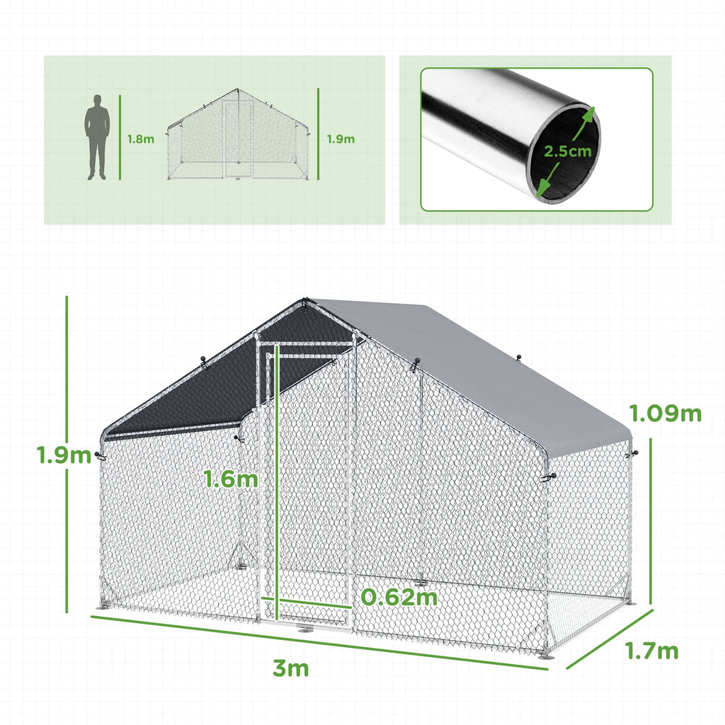 Walk In Chicken Run Galvanized Chicken Coop Hen House w/ Water-Resist Cover — alternate product view 10