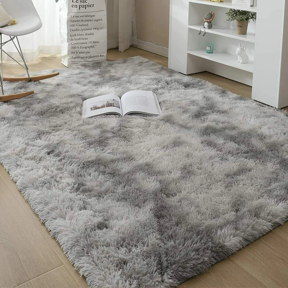 120x170cm Silver Grey fluffy rug — main product view