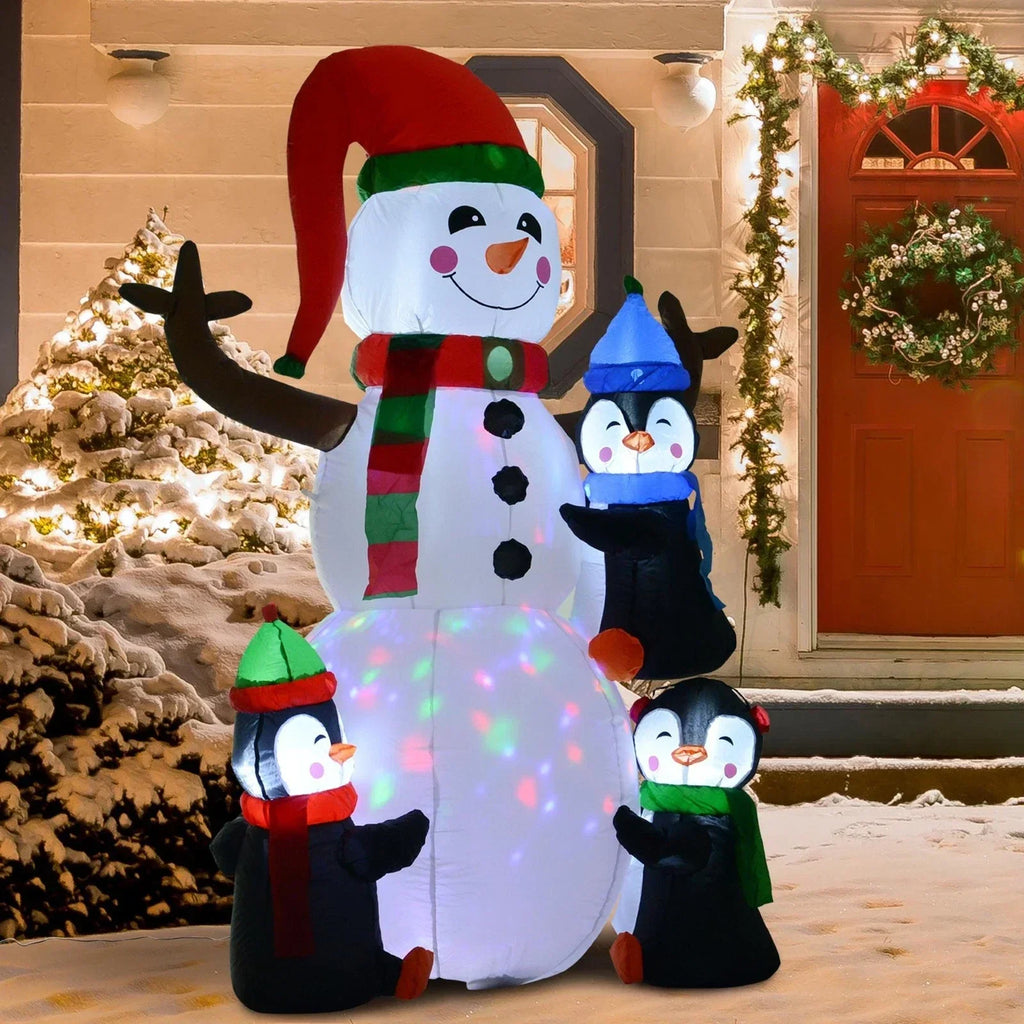 6ft Inflatable Christmas Decoration Snowman Three Penguins LED Lighted Outdoor — alternate product view 2
