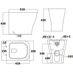 500mm Bathroom Toilet Soft Close Seat Back To Wall Cistern Furniture Unit White — alternate product view 5