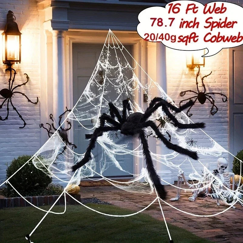 2M Big Spider+5M Web Set Halloween Haunted House Prop Indoor Outdoor Home Decor — alternate product view 2