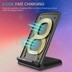 2 Coils Fast Wireless Charger Qi Charging Stand Fan For Samsung, iPhone, Huawei — alternate product view 3