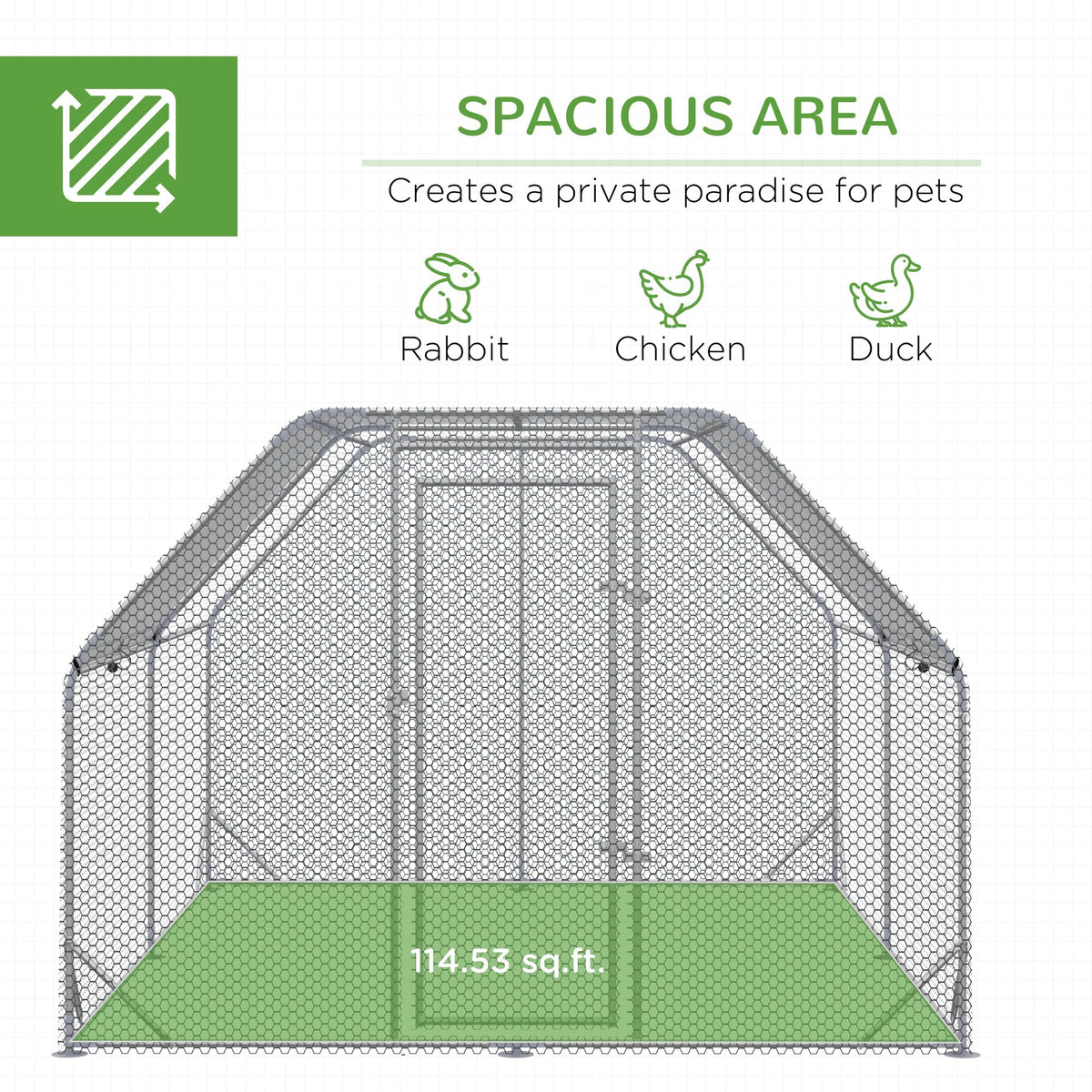 Chicken Run W/ Roof, Walk In Chicken Coop, Hen House Duck Pen — alternate product view 13