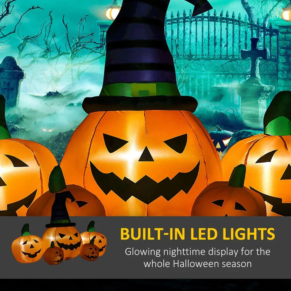 6ft Inflatable Halloween Large Pumpkin in Hat w/ Four Small Pumpkin LED — alternate product view 4