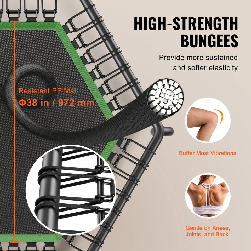 54.5" Mini Fitness Trampoline Adults Indoor Exercise Rebounder with Handle — alternate product view 3