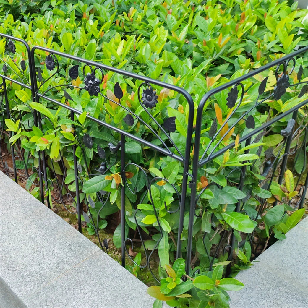 Garden Fence 5 Panels Metal Wrought Iron Railings Decorative Fencing — alternate product view 7