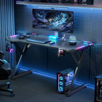 Gaming Desk LED RGB Computer Table Workstation w/ Cup Holder & Headphone Hook — alternate product view 8