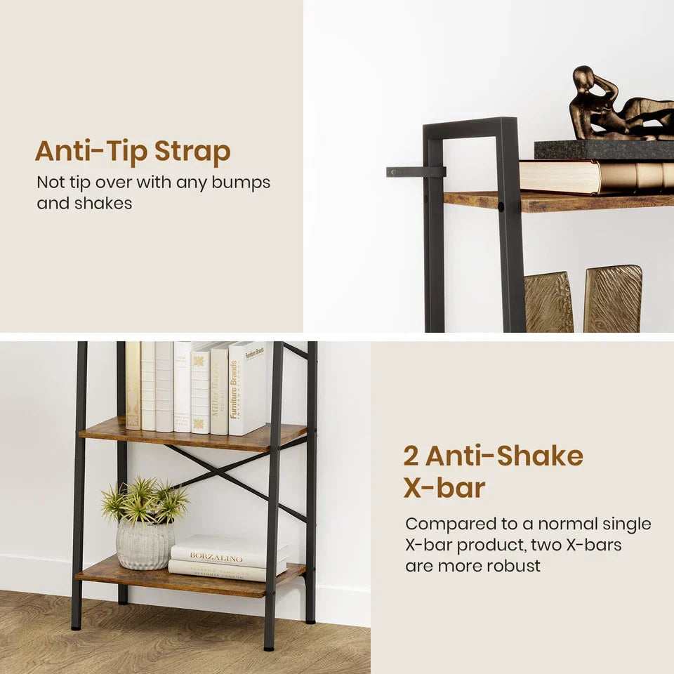 Ladder Shelf Bookcase Tier Display Storage Shelving Unit Stand Wall Rack — alternate product view 6
