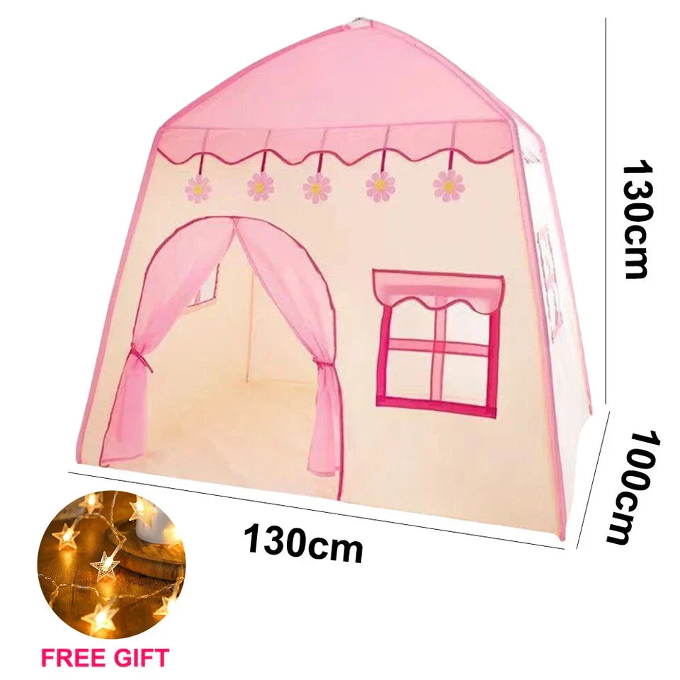 Kid Tent with Lights - Kids Play Tents Tents Pink Girls Toy House Gift — on a clean white background