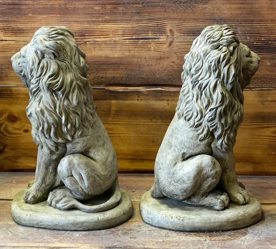 LION PAIR Stone Garden Ornament 40cm Statue — alternate product view 3
