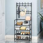 8 Hooks Coat and Hat Stand Metal + Plastic Shoe Rack Bedroom Shelf Hanger — alternate product view 13