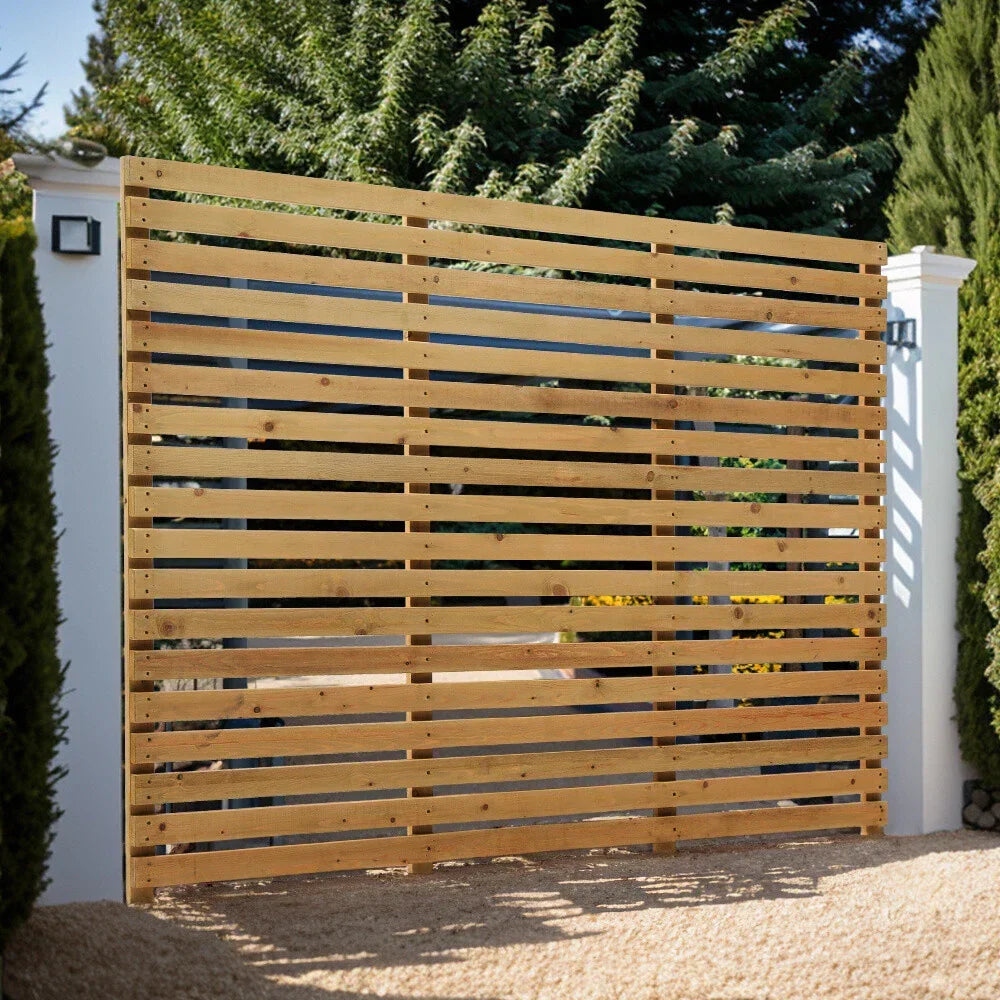6ft Contemporary Slatted Rough Sawn Treated Fence Panel — alternate product view 7