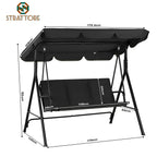 Garden Hammock Swing Chair 3 Seater Bench Canopy Patio Cushion Outdoor Strattore — on a clean white background