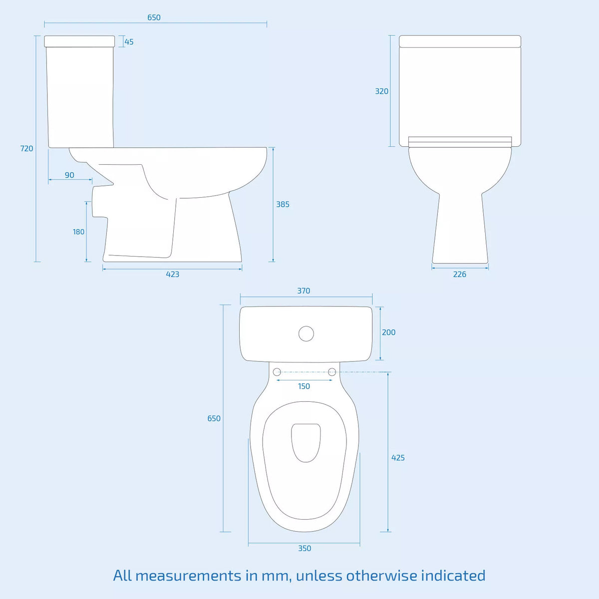 Nes Home Close Coupled Toilet Bathroom WC Pan, Toilet Seat & Cistern — alternate product view 6