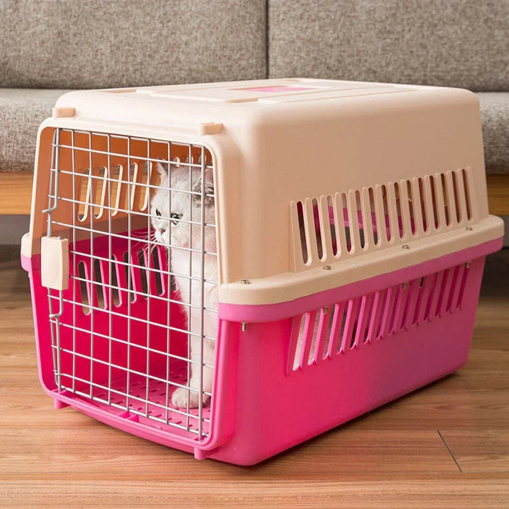Extra Large Pet Carrier Cat Puppy Travel Cage Dog Carry Basket Transporter Box (Pink) — alternate product view 2
