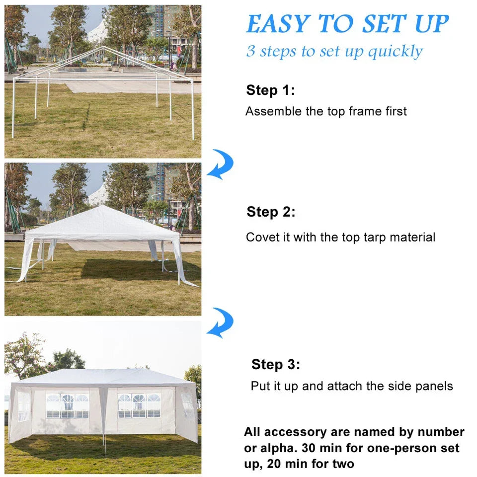 3x6M Gazebo Marquee Party Tent With 6 Sides Garden Patio Outdoor Canopy White UK — alternate product view 5