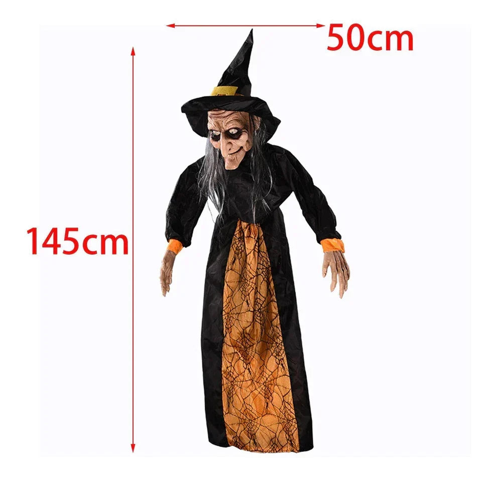 Halloween Hanging Witch Horror Witch with Red Eyes Prop Lighted Scream Witch — alternate product view 3