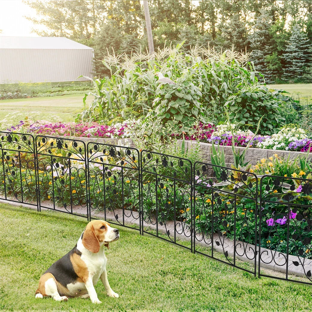 Garden Fence 5 Panels Metal Wrought Iron Railings Decorative Fencing — alternate product view 2
