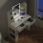 Dressing Table Makeup Desk Vanity Desk With 2 Drawers & LED Mirror & 4 Shelves — alternate product view 5