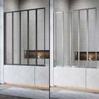 5 Folding Bath Shower Screen Black / Chrome Frame Wet Room Glass Panel 1200 x 1400mm — main product view