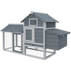PawHut Chicken Coop Hen Cage Small Animal Hutch Nesting Box Outdoor Run Grey — on a clean white background