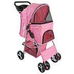 Pet Stroller Dog Cat Puppy Pram Pushchair Travel Cart Jogging Buggy Carrier — Pink — product view