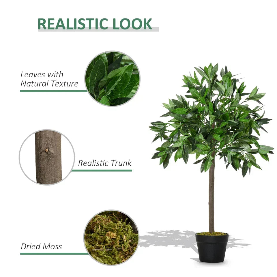 Pair Of 90cm/3FT Artificial Bay Laurel Topiary Trees w/Pot Fake Plant — alternate product view 7