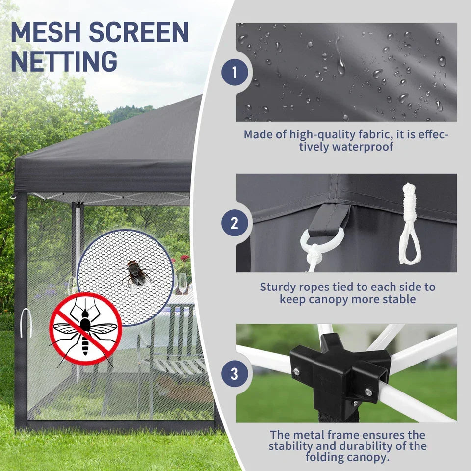 3X3M Heavy Duty Pop-up Gazebo Garden Canopy Tent W/ Detachable Mosquito Netting — alternate product view 7