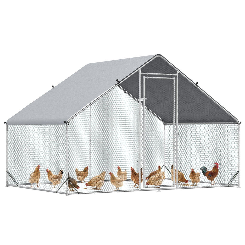 Walk In Chicken Run Galvanized Chicken Coop Hen House w/ Water-Resist Cover — alternate product view 29