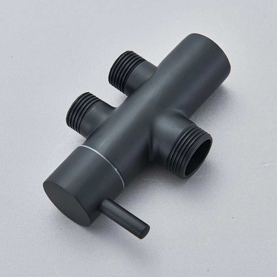 Black Exposed Bathroom Shower Twin Head Large Bar Set Square Valve Rail Hose Tap — alternate product view 6