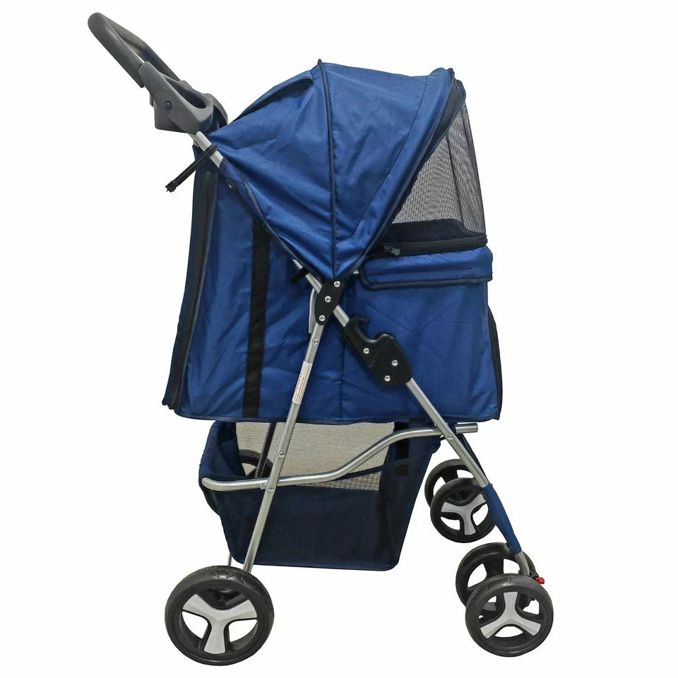 Pet Stroller Dog Cat Puppy Pram Pushchair Travel Cart Jogging Buggy Carrier — Blue — product view